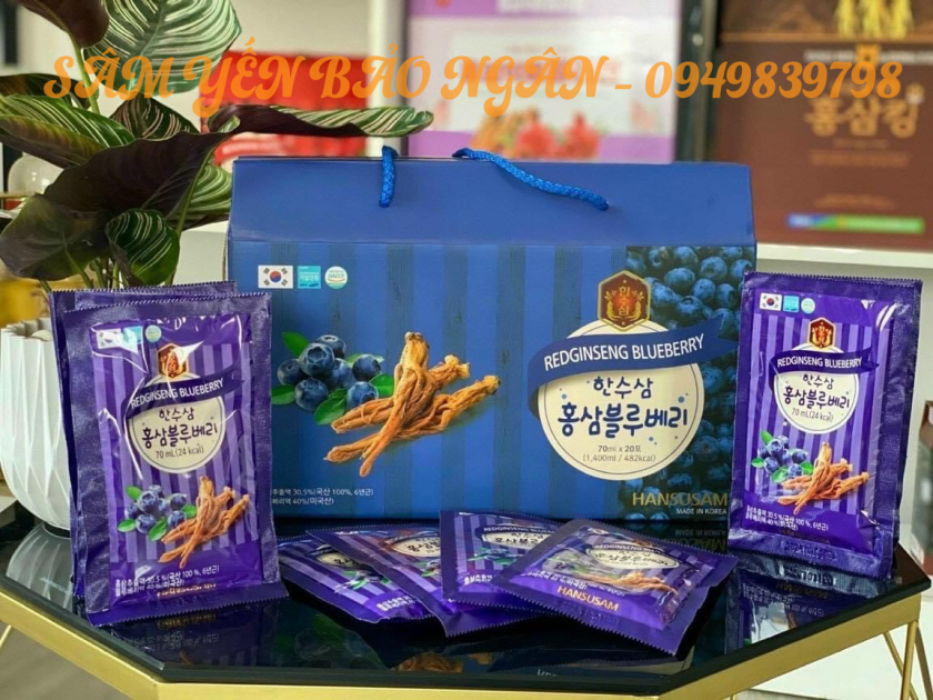 Nước chiết xuất việt quất hồng sâm Hansusam Red Ginseng Blueberry (20 gói x 70 ml)