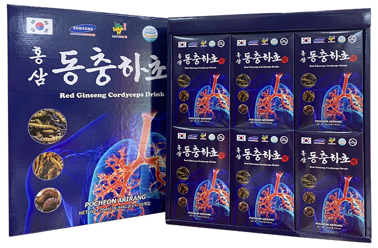 Nước hồng sâm đông trùng hạ thảo bổ phổi Pocheon hộp 30 gói x 70ml
