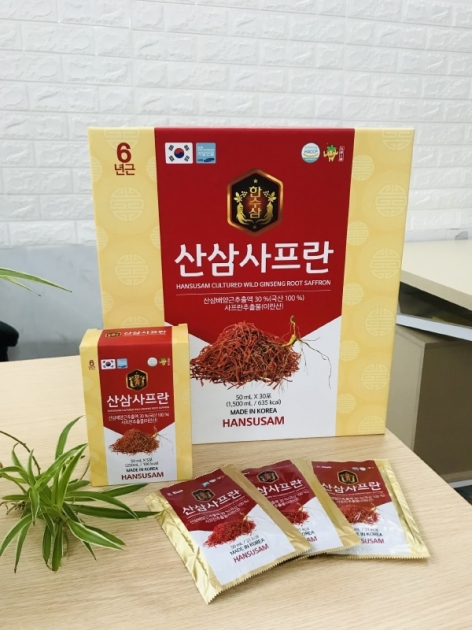Nước Hồng Sâm Chiết Xuất Sâm Núi Saffron Hansusam 30 Gói x 50ml